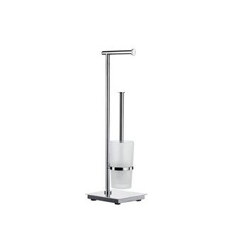 Smedbo FK603 23 7/8 in. Free Standing Toilet Paper Holder and Toilet Brush with Square Base in Polished Stainless Steel from the Outline Lite Collection